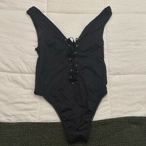 Victoria’s Secret lingerie, bodysuit, black lace up
